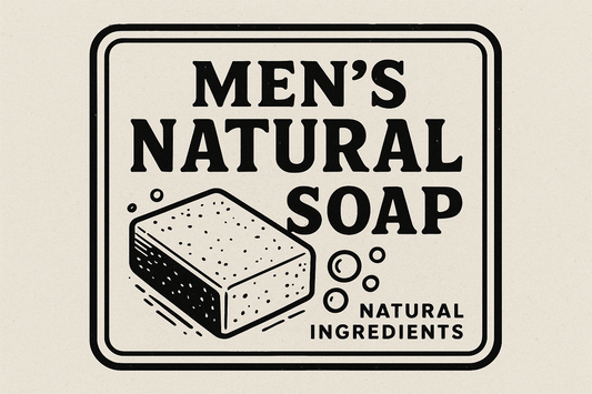 Men's Natural Soap company graphic selling soap bars